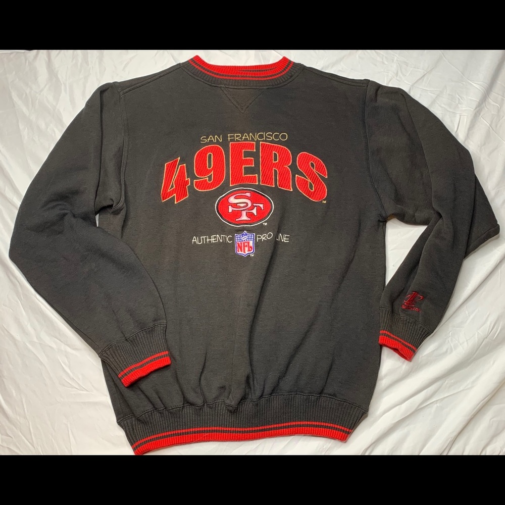 Vintage NFL SF 49ers Black Sweatshirt Large flaws